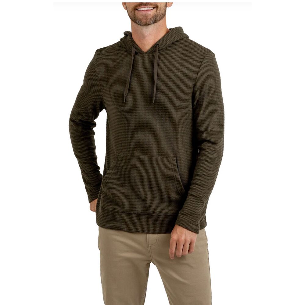RF CABIN-LONG SLEEVE HOODED WAFFLE HENLEY W/ KANGAROO PKT medium